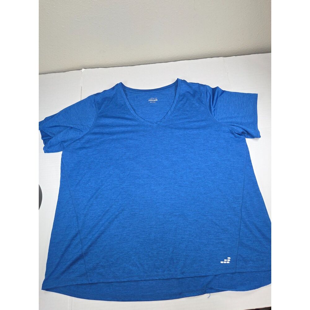 BCG Plus Bright Blue Heathered V-Neck Athletic Tee (Size 3X)